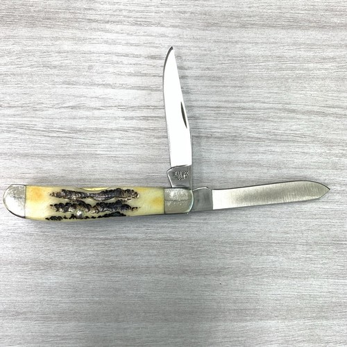 Vintage Bear MGC Barlow Burnt Bone Folding Pocket Knife USA MADE 2 Blades