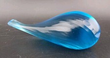 4" Crystal Blue Whale Beveled Glass Paperweight Figurine Wonderful & N. Mint!!