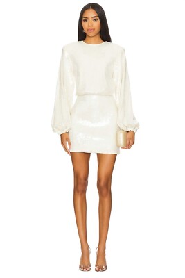 ROTATE Sequins Dress in Egret 38 New Womens Mini Cocktail
