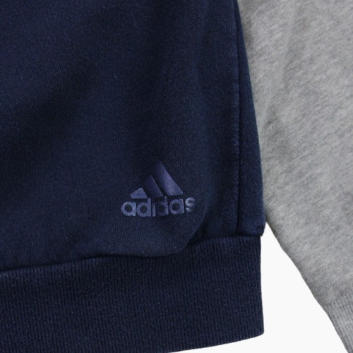 Adidas Logo Hoody Mens Medium Navy Blue Grey White Spellout Fleece Lined Hoodie - Picture 6 of 6
