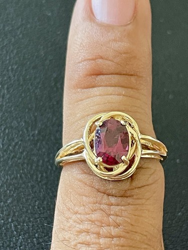 14k Yellow Gold 1.6CT Rubellite Tourmaline Ring. Size 6.25 (X129) - Picture 4 of 8