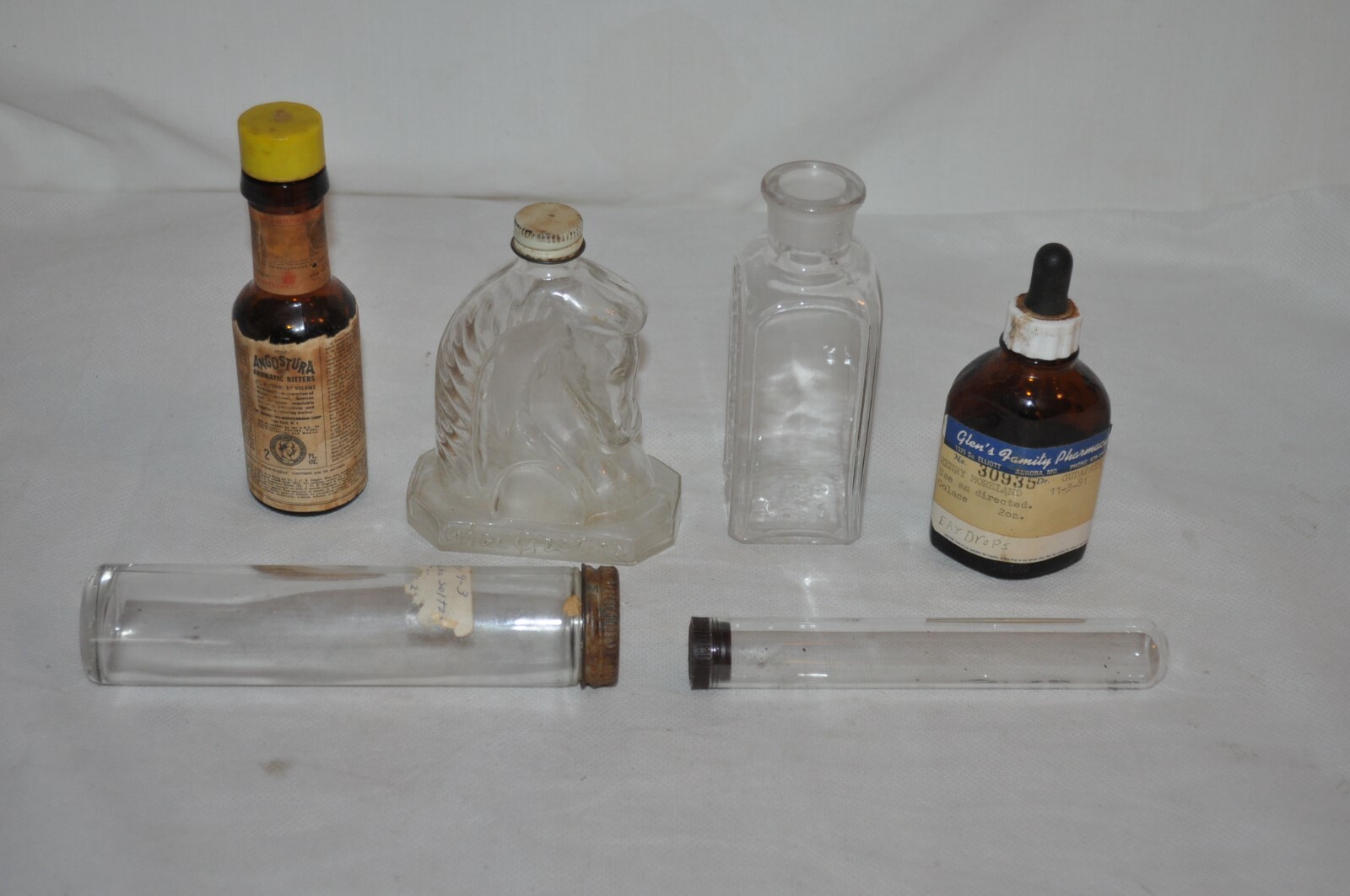 Vintage 6 pc lot MEDICINE COLOGE GLASS BOTTLE BOERICKE & TAFEL ALKA