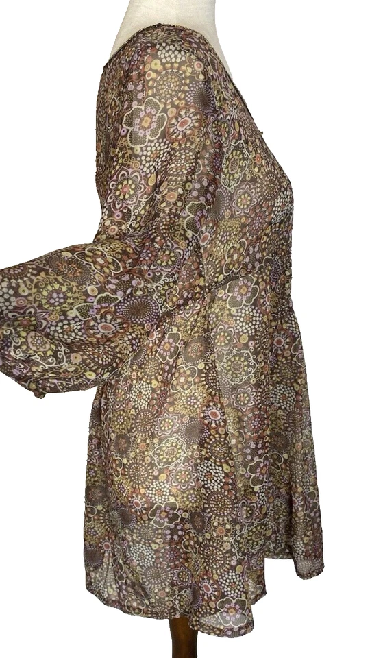 American Rag Cie Sheer Floral Blouse Womens Top Boho Fairy Cottage Sz M - Image 4 of 4