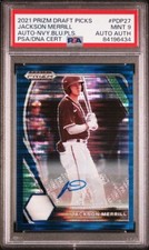2021 Prizm Draft Picks Jackson Merrill Blue Pulsar Auto 2/5 PSA 9