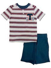 Boys Black Striped T Tiger T-Rex T-Shirt  Blue Shorts 2Pc Outfit Set