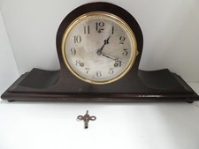 ANTIQUE SESSIONS NAPOLEON HAT TIMBER CASE MANTLE CLOCK ESTATE