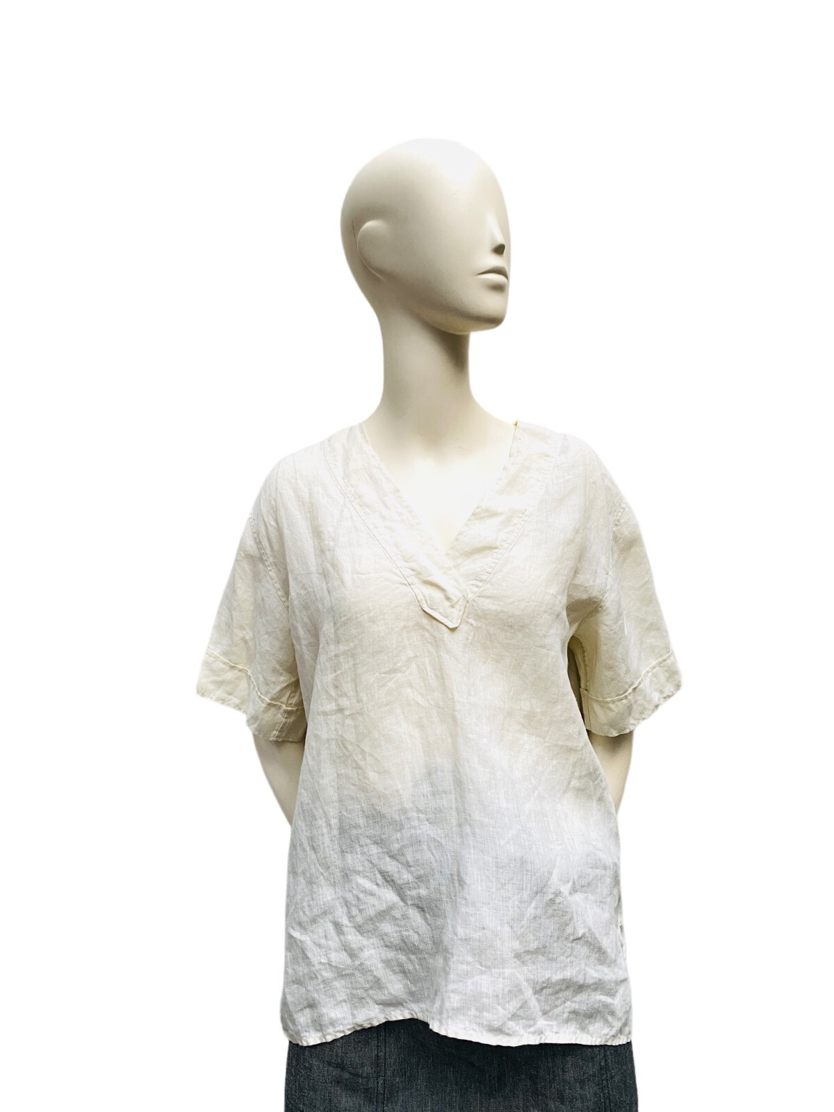 T shirt vintage in lino Yves Saint Laurent anni '70 colore avorio taglia M