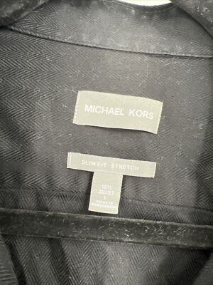 Michael Kors Slim Fit Black Dress Shirt Size Large Textured | eBay