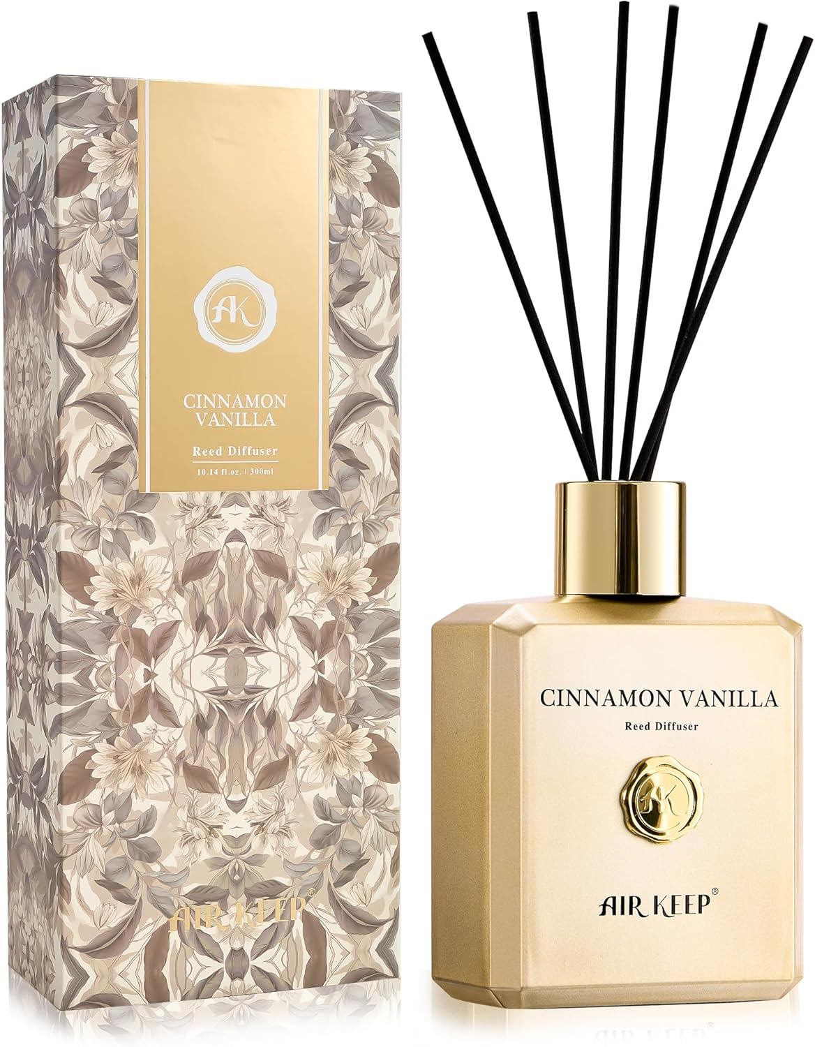 Reed Diffuser Set -10.15 Oz(300Ml) Cinnamon Vanilla Fragrance Diffuser, Luxury A