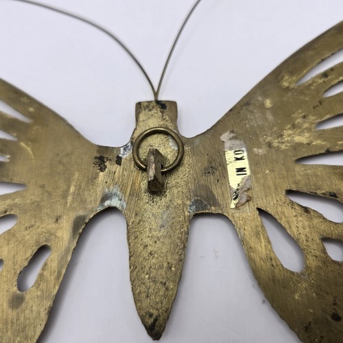 Vintage Brass Butterfly Wall Hanging Mid Century Modern 14" Wide - Picture 5 of 9