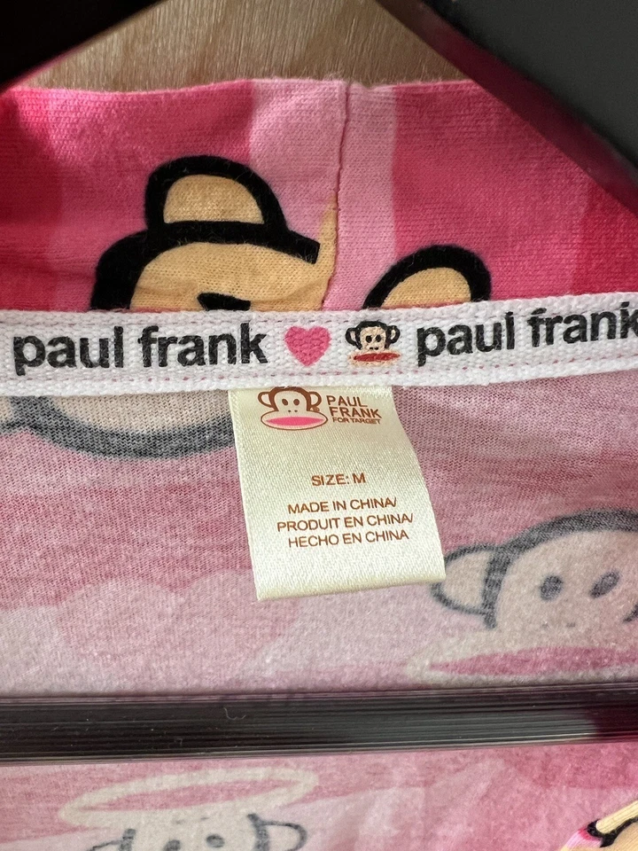 Paul Frank Robe Womens Medium Pink Julius Monkey Graphic Print 100% Cotton Y2K - Image 3 of 4