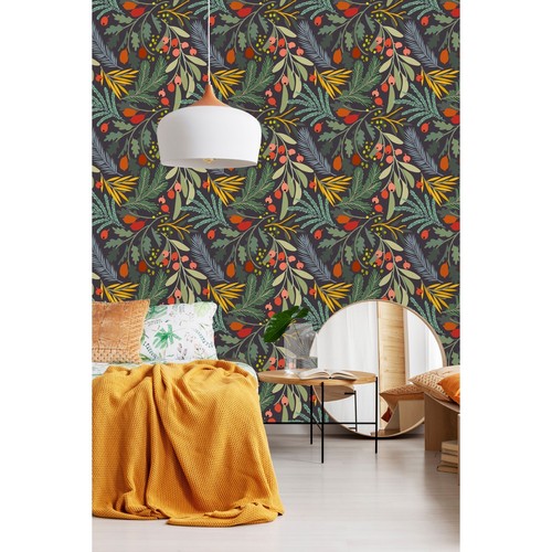 Botanical Background Peel and Stick Wallpaper Pink 25"W x 125"H eBay