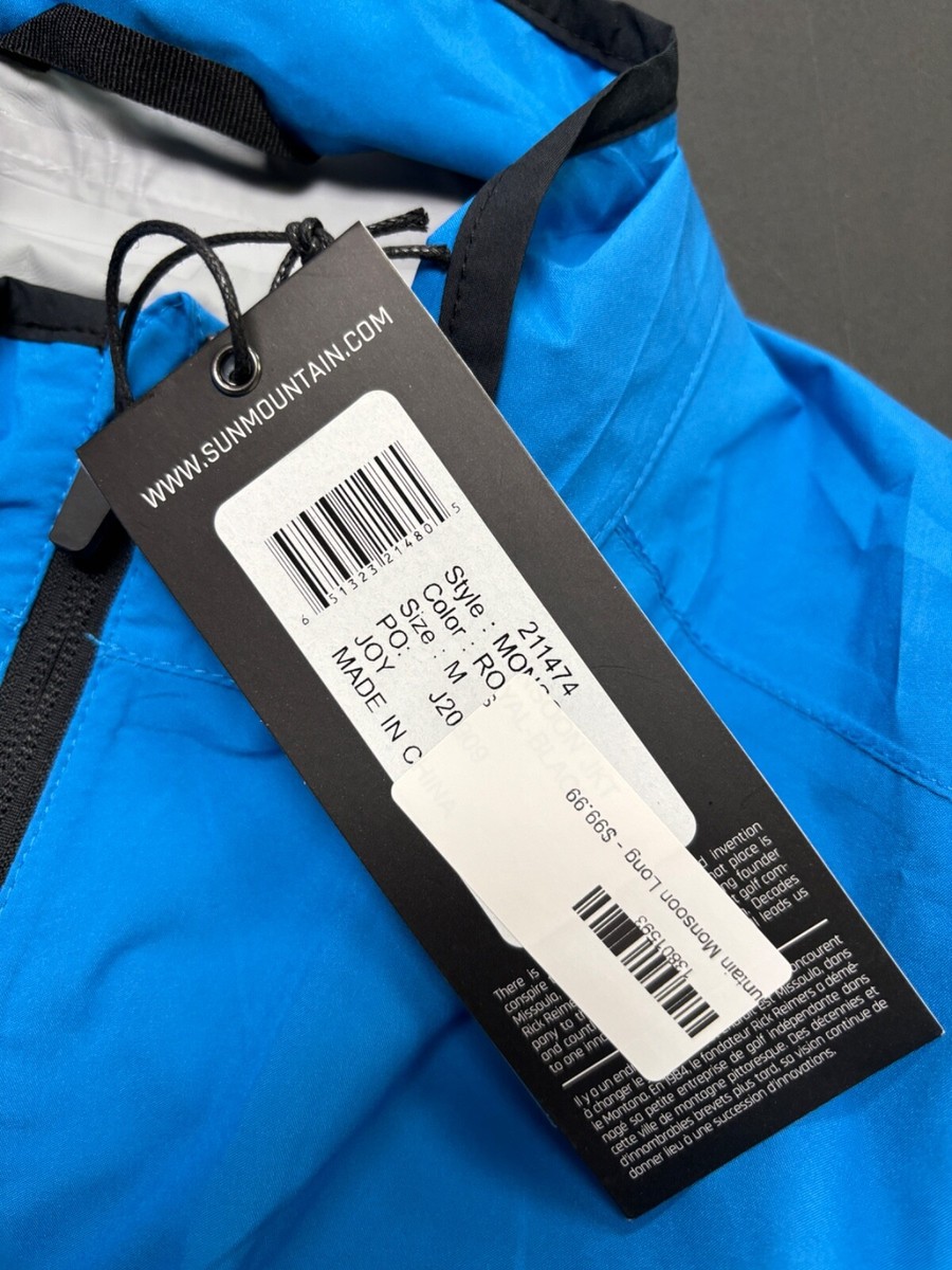 NWT MEN'S SUN MOUNTAIN MONSOON JACKET, SIZE: M, COLOR: ROYAL/BLACK