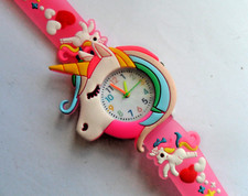 SALE  Lovely Girls / Childs  Colourful  3d Unicorn Quartz Watch Pink  Strap