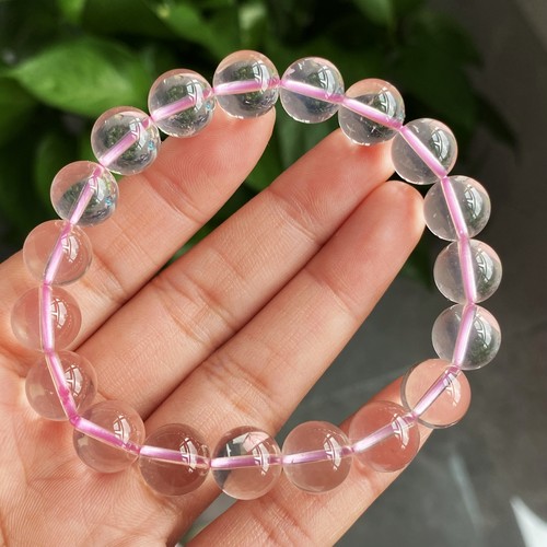 10.5mm Natural Starlight Pink Rose Crystal Beads Bracelet C1178 - Picture 5 of 9