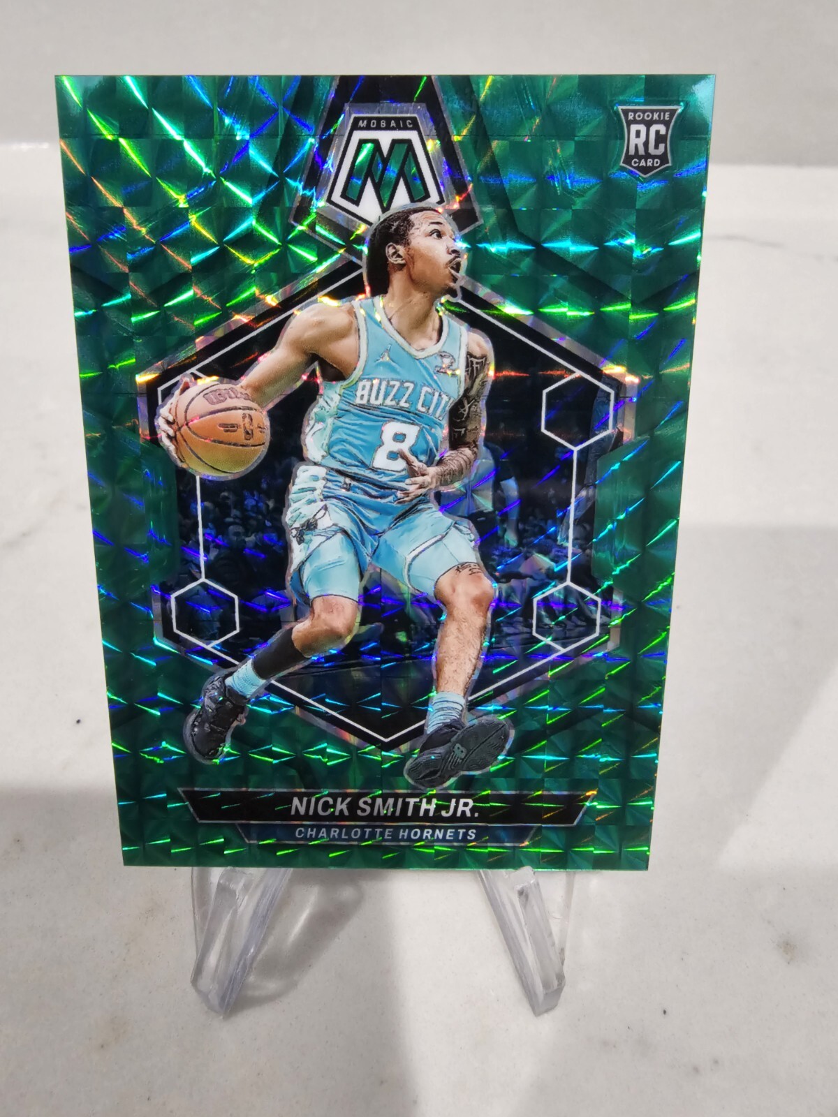 2023-24 Mosaic Nick Smith Jr Rookie /75 Green Mosaic Prizm HORNETS #242