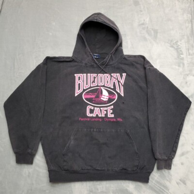 VTG WEK the World Hoodie Sz XL Black Hooded Sweatshirt Buddbay Cafe Made in USA