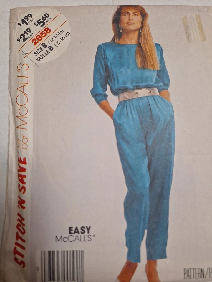Jumpsuit Satin Silk 12 14 16 Stitch N Save 2858 McCalls Sewing Pattern UC Easy - Image 2 of 4