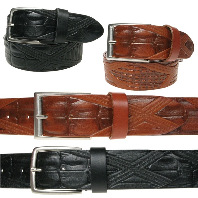 40mm Mens High Quality Patterned Real Leather Italian Belt Made In