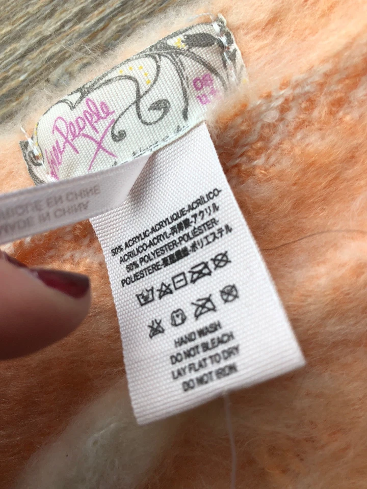 1d Free People Kensington Herringbone Sherbet Brushed Fringe Blanket Scarf NWT - Image 4 of 4