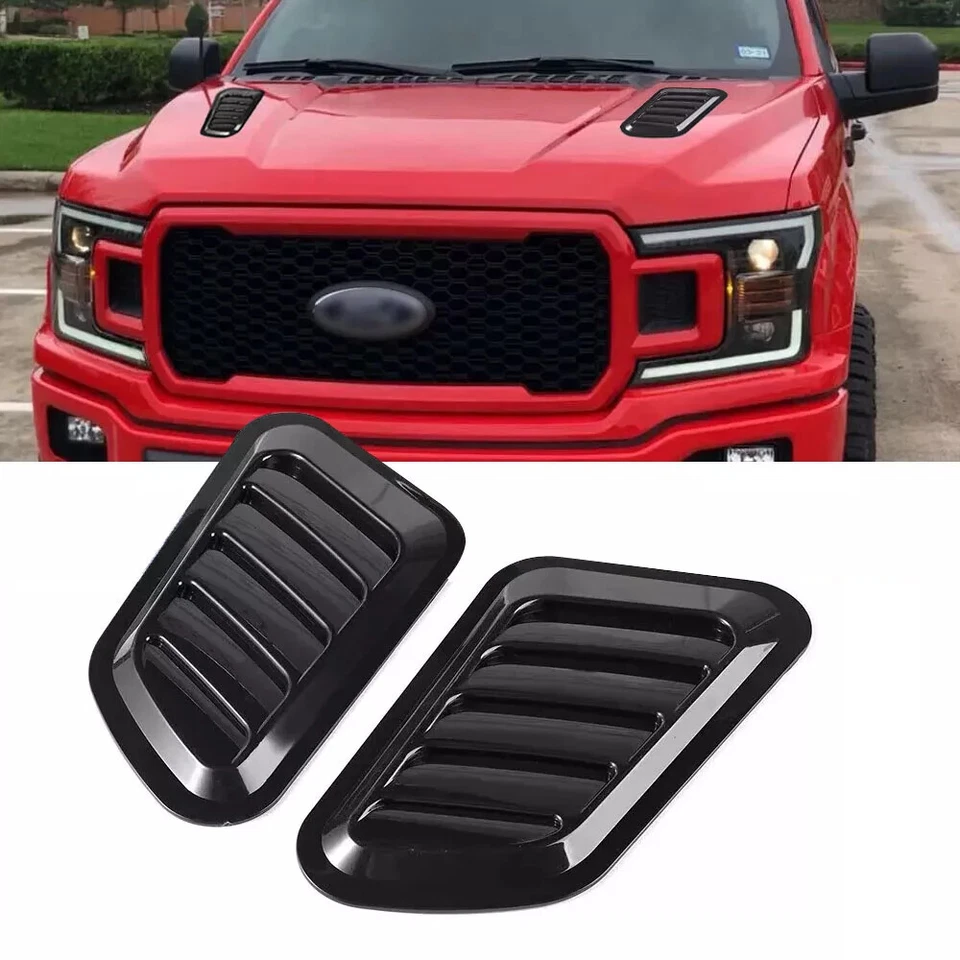 2pcs Car Hood Bonnet Vent Air Flow Intake Scoop Side Fender Decor Universal Ac - Image 2 of 4