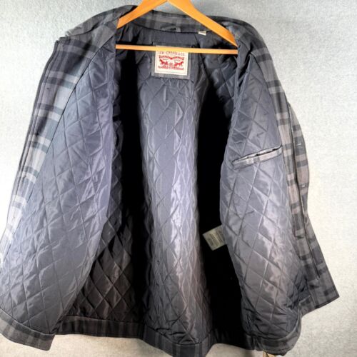 Levi's Buffalo Shirt Jacket Mens 2XL Black Gray Plaid Quilted Lined Button Front - Picture 8 of 11