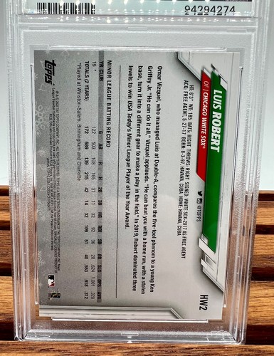 2020 Topps Holiday SP Candy Cane Bat Luis Robert RC #HW2 PSA 10 GEM - Picture 4 of 4