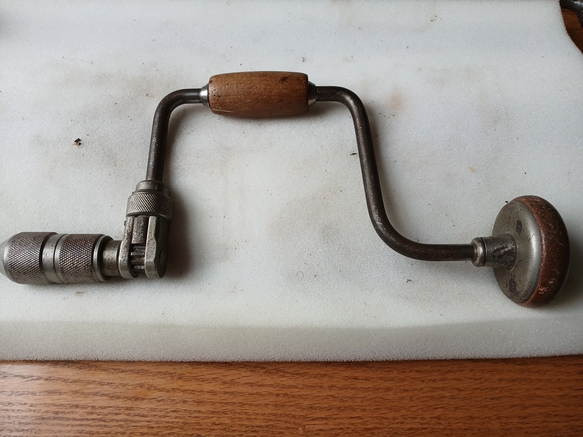 Vintage Rare Petite 6 Inch Sweep Bit Brace Hand Drill, Shop Ready