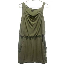 Theory Jaylyn Rove Olive Green Women's Flowy Draped Sleeveless Dress Size 4
