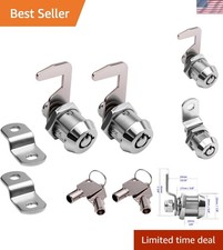 Sturdy Chrome Tubular Cam Lock, 2 Pack - 5/8 Inch Key Lock, Easy Installation