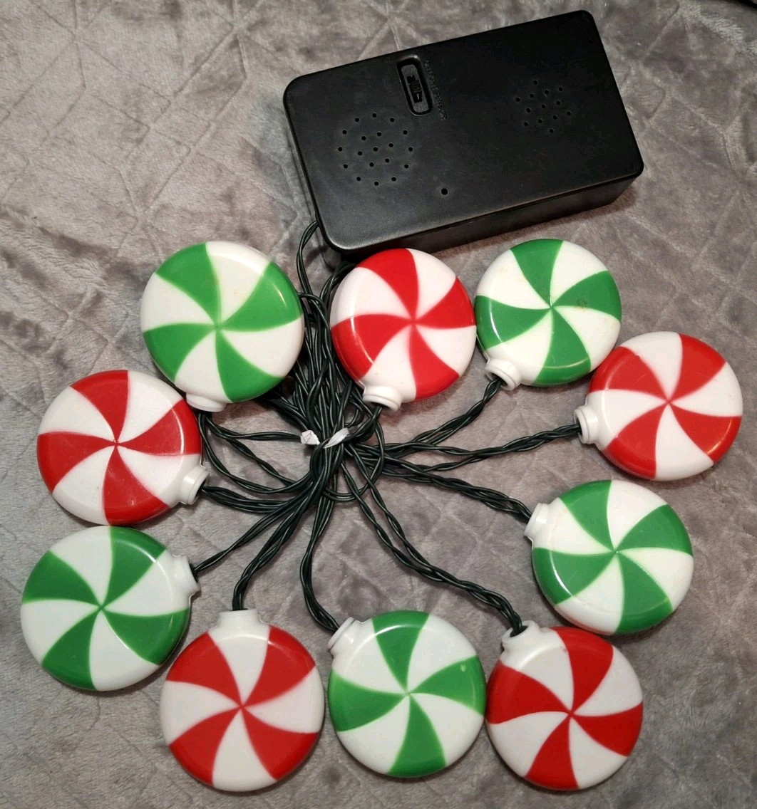 Vintage Gemmy Christmas Candy String Lights with Music Sensor 10 Bulbs