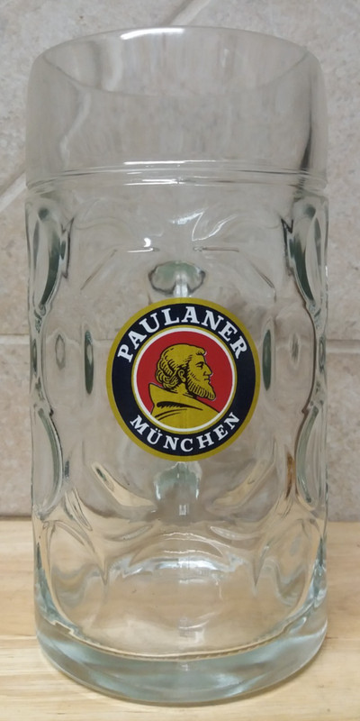 Paulaner Munchen 1 Liter Glass Beer Stein Mug