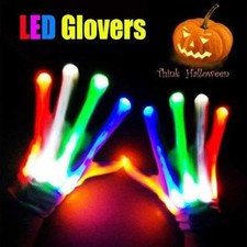 Luminous gloves led Colorful Light Up Multicolored Fingerd White Size Small