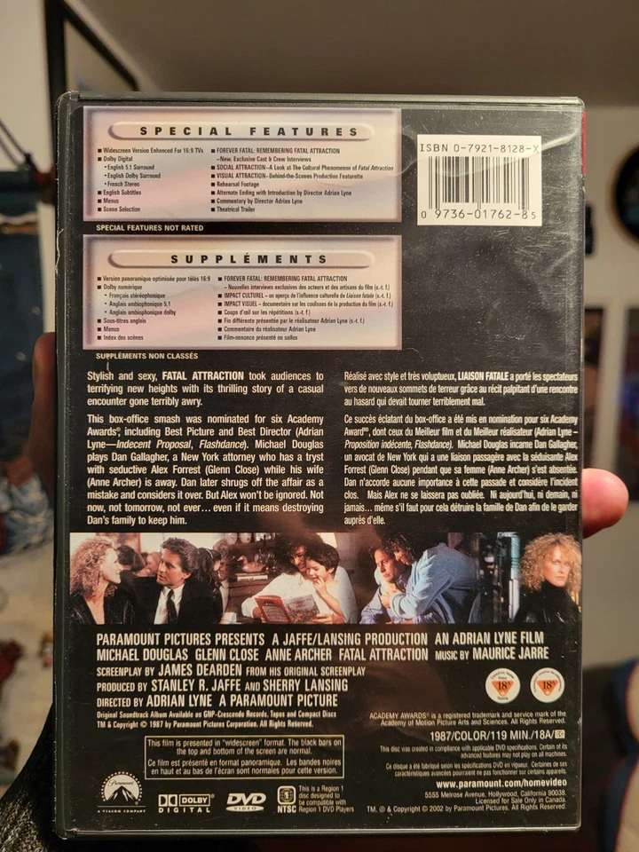 Fatal Attraction Dvd (1987) Special Collector's Edition With Insert  - Image 2 of 4