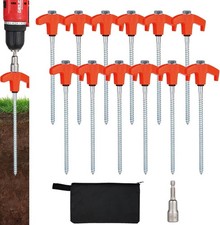 12 Pack Screw in Tent Stakes Heavy Duty,8 Inch Ground Anchors Screw in,Metal ...