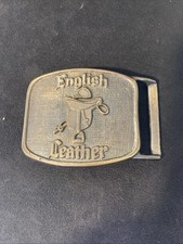 Vintage Original English Leather Belt Buckle With English Saddle
