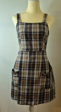 AE Plaid Jumper Mini Dress S Pockets Pinafore 90s Dark Academia Preppy Indie