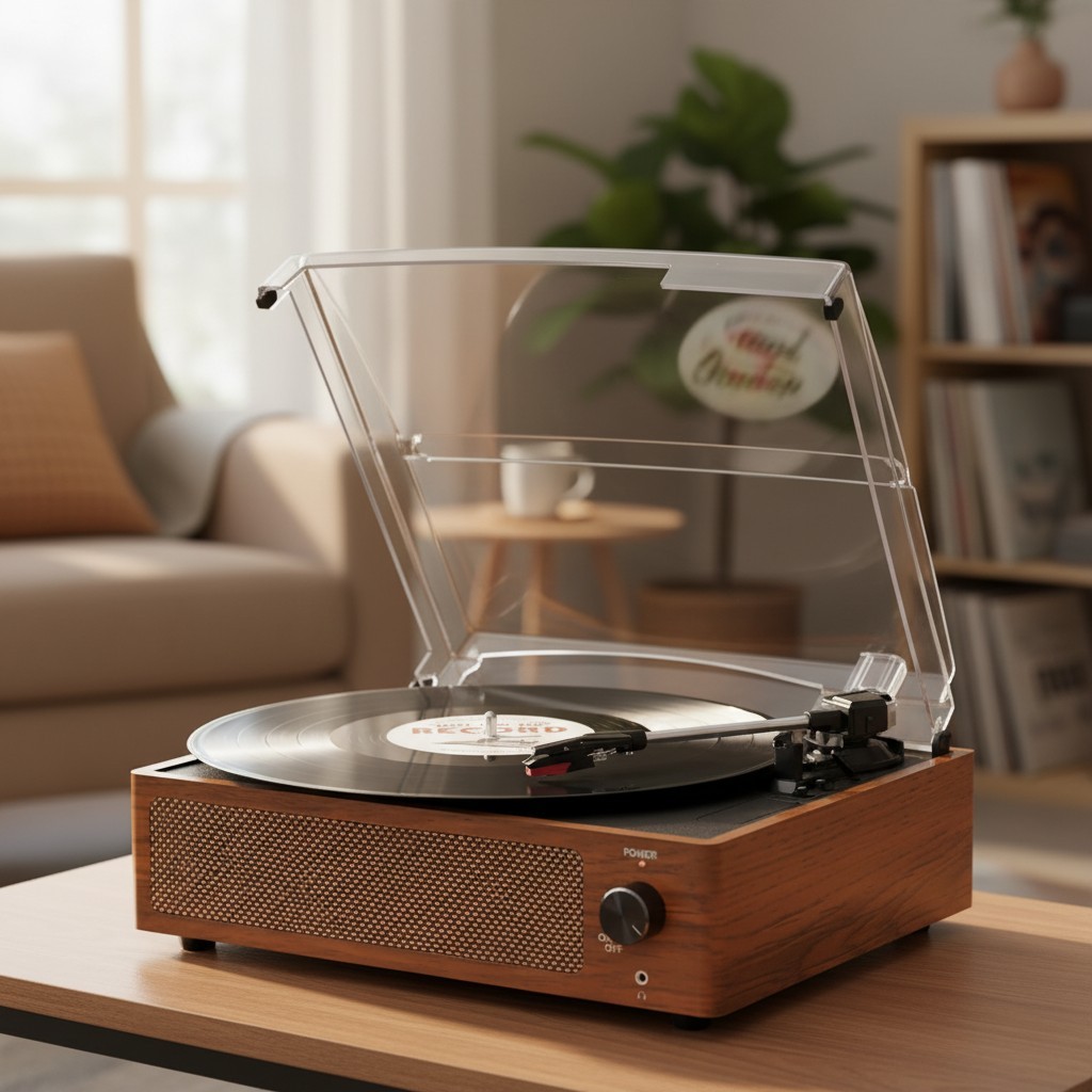 With Built-in Speakers Bluetooth 3-speed Turntable