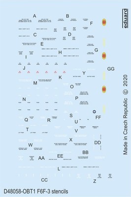 Eduard 1/48 F6F-3 Hellcat Stencil Decal D48058