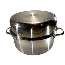 Nesting Stainless Steel Clad Pot Pan Cook Set Camping Heavy Duty 6 pc Uni Handle