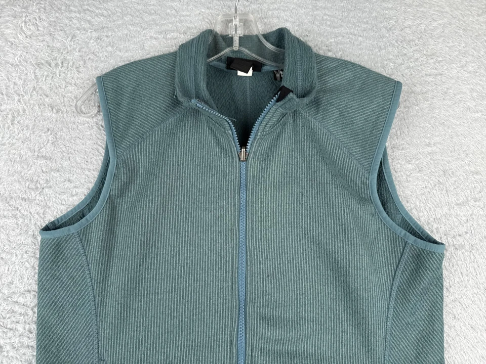 Chaleco REI para mujer grande verde azulado cremallera completa poliéster polar cremallera bolsillos cuello falso caminata Foto 4 de 4