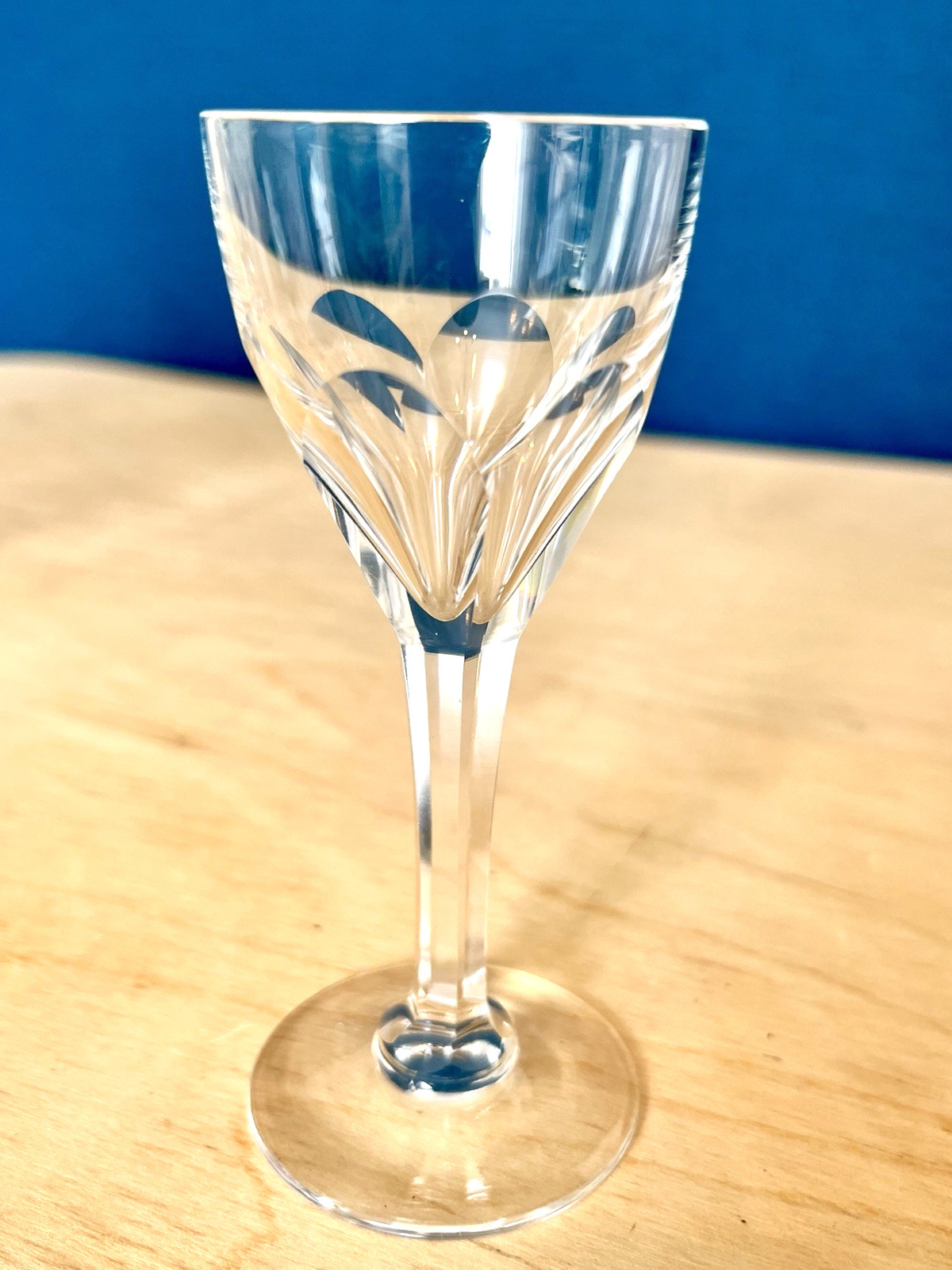 Vintage Hand Cut Lead Crystal Liqueur Glasses Faceted Stem Set of 7 High Quality image 10