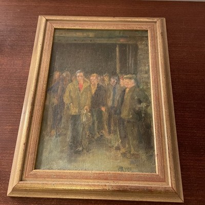 Patricia Pryce ''Last Shift'' Original Acryl Gemälde Arbeiter Szene Rahmen