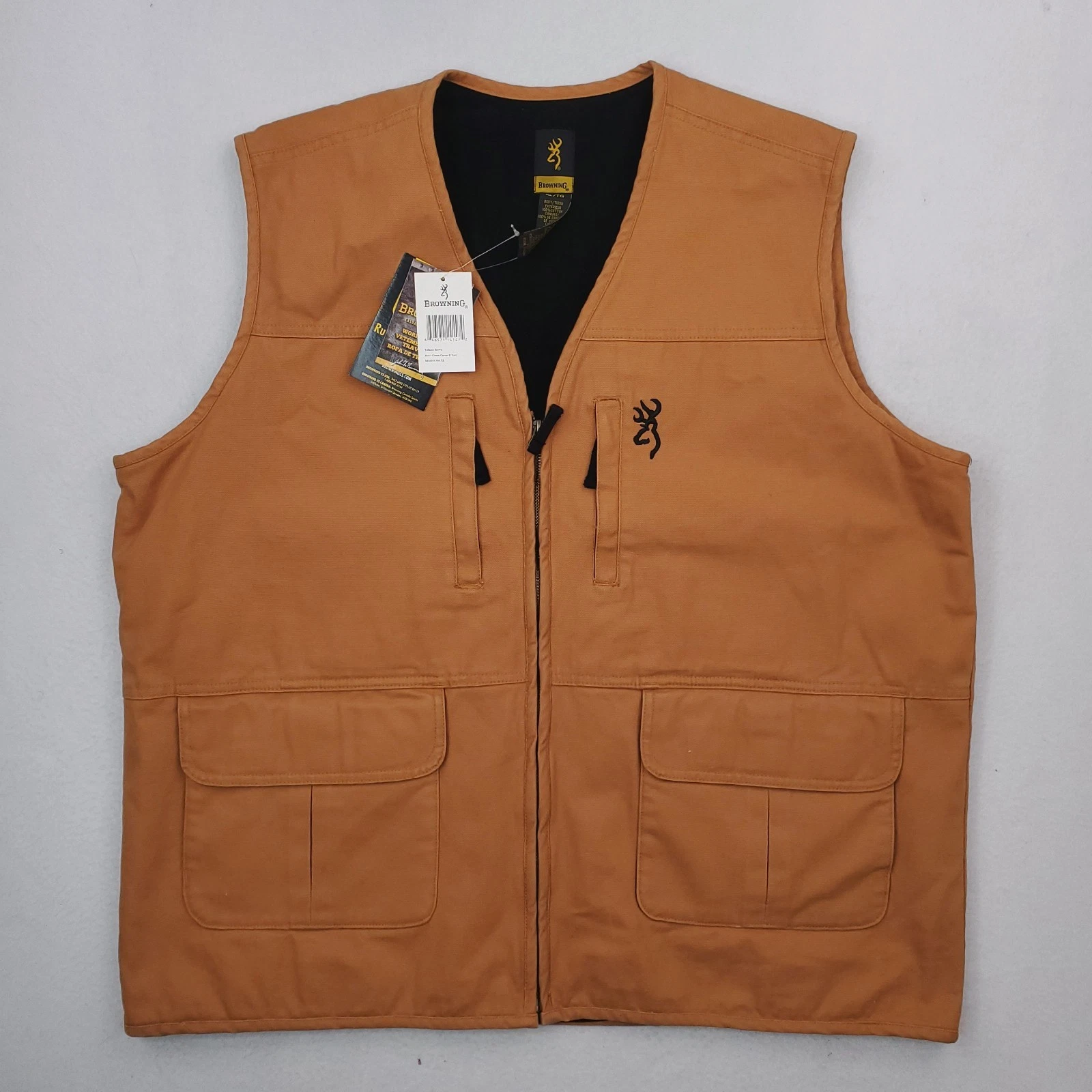 Browning Vest Mens Extra Large Brown Canvas II Fleece Lined Hunting Outdoor NWT