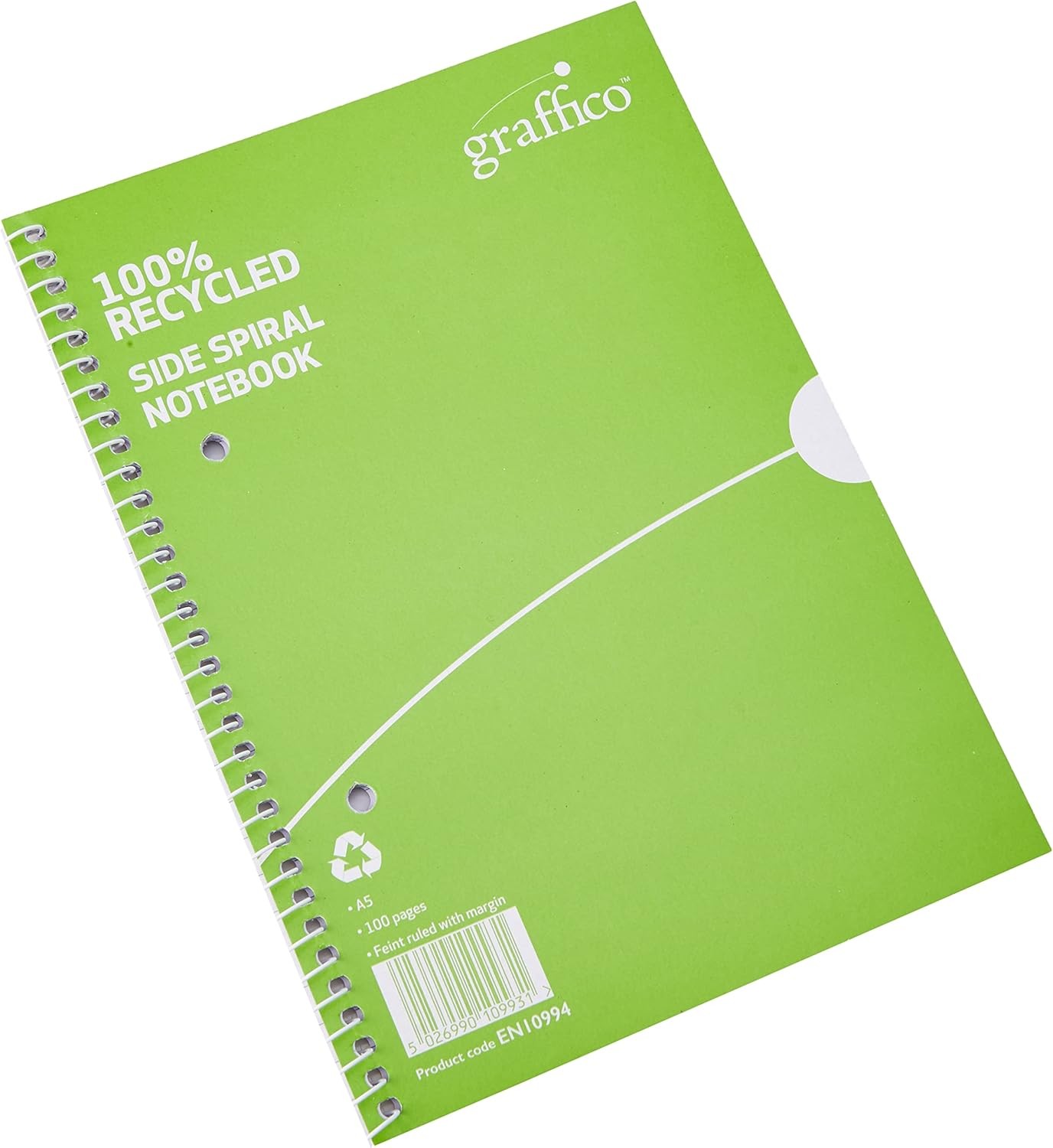 Recycled Spiral Bound Notebook 100 Pages A5 (Pack of 10)