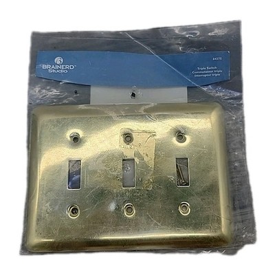 Brainerd Studio Triple Switch Light Switch Cover Gold Plated Brass Stamped 64375