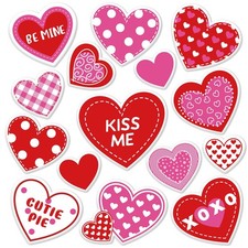 Valentine's Day Thick Gel Clings Red Pink Love Heart Window Gel Decals for Weddi