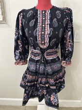 FARM RIO BELTED MINI DRESS BLUE FLORAL SIZE SMALL NEW WITH TAGS