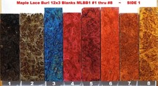 Outstanding Stabilized Maple Lace Burl 12x3 Blanks MLBB1 1 thru 8