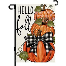 Fall Garden Flag 12x18 Inch Double Sided Outdoor Yard Sign Pumpkin Banner
